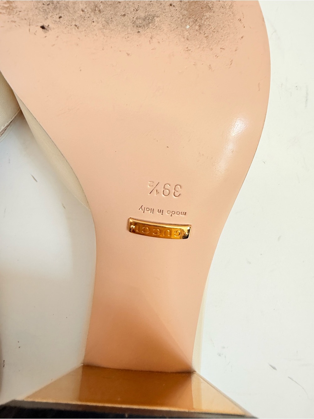 Gucci baby Horsebit Mules 39.5 Mystic White Nappa Leather block heels US 9.5 - Picture 9 of 11